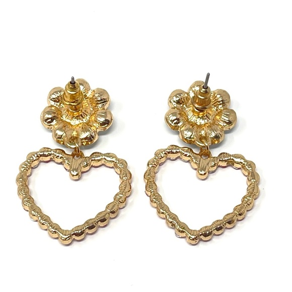 New Anthropologie Crystal Heart Drop Earrings - Picture 3 of 4